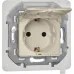 Розетка 1-местная с заземлением с защитными шторками и крышкой 16А IP44 слоновая кость INSPIRIA