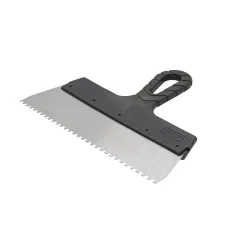 Шпатель фасадный зубчатый, нержавеющая сталь 0,45мм, пластиковая рукоятка, 250мм, зуб 6х6мм
