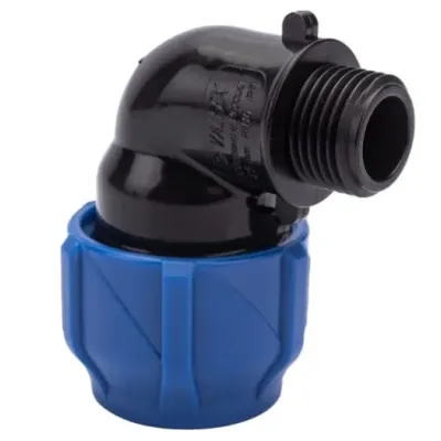 Отвод ПНД компрессионный с наружной резьбой 25х1/2 (120/30) VALFEX