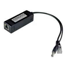 PoE-сплиттер Fast Ethernet. Соответствует стандартам PoE IEEE 802.3af. Предназначен для питания оконечных сетевых устройств, не поддерживающих PoE. Порты в