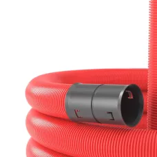 Усиленная двустенная труба ПНД гибкая для кабельной канализации д.110мм с протяжкой, SN15, 750Н, в бухте 50м, безгалогеновая, цвет красный
