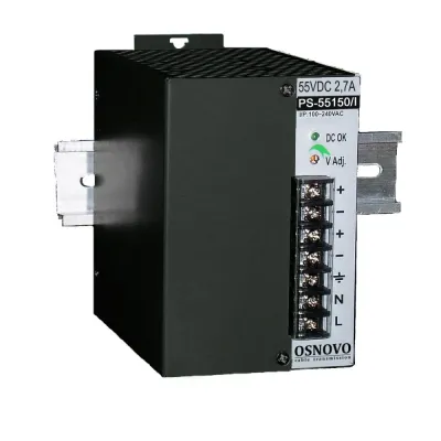 Промышленный блок питания. DC55V, 2,7A (150W). Диапазон входных напряжений AC100-240V. КПД 83%. Регулировка выходного напряжения в диапазоне 50-60V. Защита о