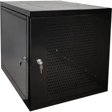 Шкаф настенный разборный 19`` 9U, перфорированная дверь, 600х600, черный RAL 9005