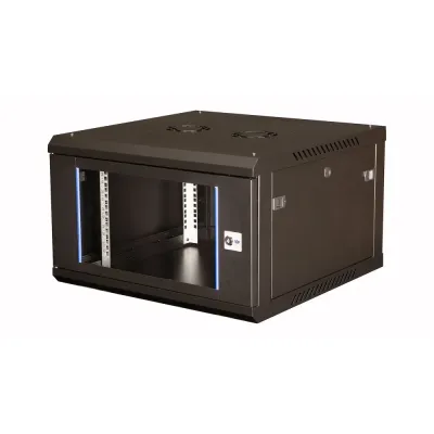 Шкаф 19'' телекоммуникационный настенный, 6U 368х600х600 мм, дверь стекло, черный