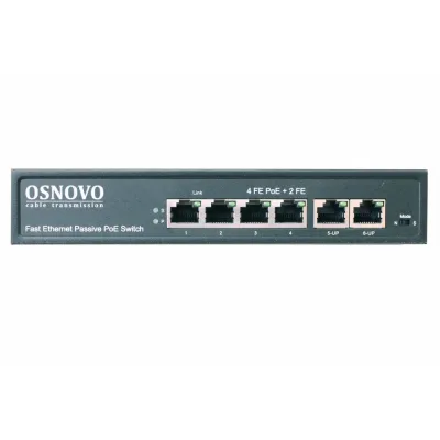 Коммутатор неуправляемый 6 портов RJ4510 100 Мб/с PoE 80Вт