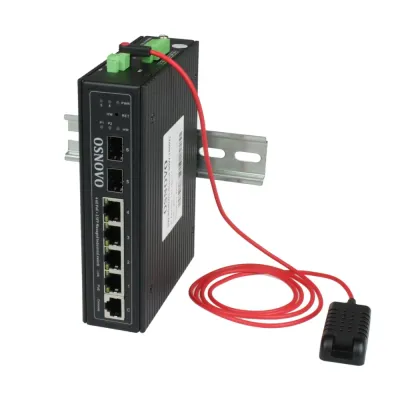 Промышленный управляемый (L2+) HiPoE коммутатор Gigabit Ethernet на 4GE PoE + 2GE SFP порта с функцией мониторинга температуры/ влажности/ напряжения SW-80402/ILS(po