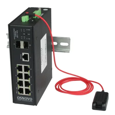 Промышленный управляемый (L2+) коммутатор Gigabit Ethernet на 8GE RJ45 + 2 GE SFP порта с функцией мониторинга температуры/ влажности/ напряжения SW-70802/ILS