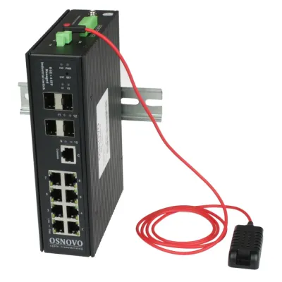 Промышленный управляемый (L2+) коммутатор Gigabit Ethernet на 8GE RJ45 + 4 GE SFP порта с функцией мониторинга температуры/ влажности/ напряжения SW-70804/ILS