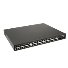 SW-48G4X-2L Управляемый L3 PoE коммутатор на 48xGE RJ-45 + 4х10G SFP+ порта. Порты: 4 x GE (10/100/1000 Base-T) с PoE (до 90W, A+B) + 44 x GE (10/100/1000 Base-T) с поддержкой PoE (IEEE 802.3af/at), 4 x 10G 