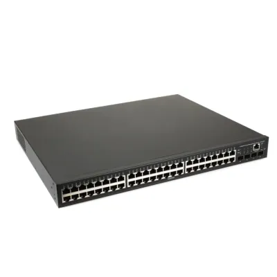 SW-48G4X-2L Управляемый L3 PoE коммутатор на 48xGE RJ-45 + 4х10G SFP+ порта. Порты: 4 x GE (10/100/1000 Base-T) с PoE (до 90W, A+B) + 44 x GE (10/100/1000 Base-T) с поддержкой PoE (IEEE 802.3af/at), 4 x 10G 