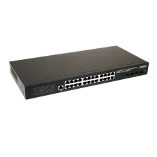 SW-24G4X-2L Управляемый L3 коммутатор Gigabit Ethernet на 24xRJ45 + 4x10G SFP+ Uplink. Порты: 24 x GE (10/100/1000Base-T) + 4 x 10G SFP+ Uplink. Консольный порт, Уровень управления L3 (Full manage