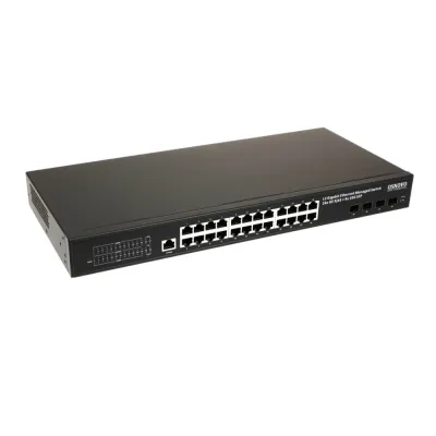 SW-24G4X-2L Управляемый L3 коммутатор Gigabit Ethernet на 24xRJ45 + 4x10G SFP+ Uplink. Порты: 24 x GE (10/100/1000Base-T) + 4 x 10G SFP+ Uplink. Консольный порт, Уровень управления L3 (Full manage