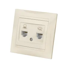 Розетка телефонная RJ11 + компьютерная RJ45 сл. кость Лама