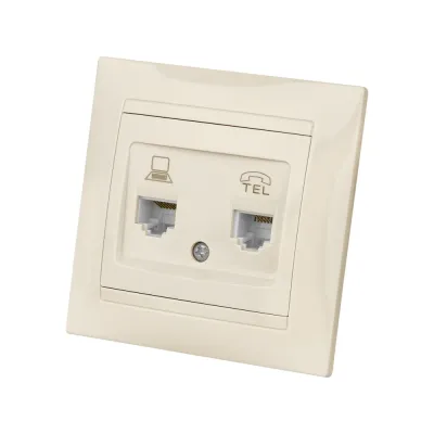 Розетка телефонная RJ11 + компьютерная RJ45 сл. кость Лама