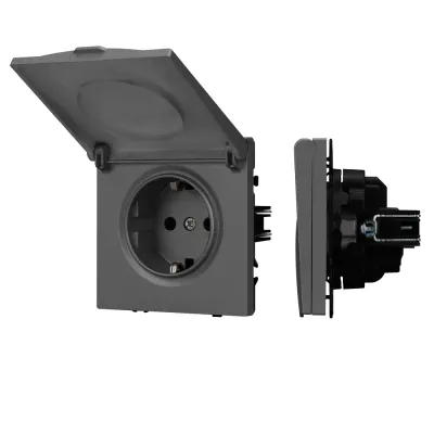 Механизм розетки влагозащищённый SCT-NOBE-MCP-SFPL-GR 230V, 16A, Серый, 1 пост