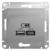 GLOSSA USB РОЗЕТКА A+С, 5В/2,4А, 2х5В/1,2 А, механизм, АЛЮМИНИЙ GLOSSA USB РОЗЕТКА A+С, 5В/2,4А, 2х5В/1,2 А, механизм, АЛЮМИНИЙ