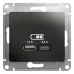 GLOSSA USB РОЗЕТКА A+С, 5В/2,4А, 2х5В/1,2 А, механизм, АНТРАЦИТ