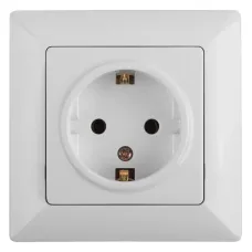 Розетка Intro Solo 4-206-01 с заземлением 2P+E Schuko со шторками, 16А-250В, IP20, СУ, белый