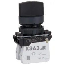 Переключатель КПЕ1610Р-черный-1но+0нз-ручка-фикс-2поз-IP65