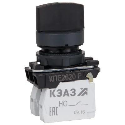 Переключатель КПЕ1610Р-черный-1но+0нз-ручка-фикс-2поз-IP65