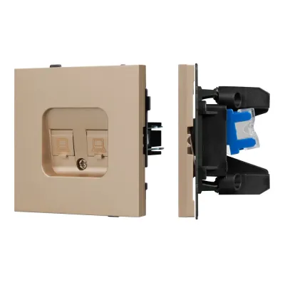 Механизм компьютерной розетки двойной SCT-TENDO-MPC2-PL-GD, RJ-45, CAT6, Золото светлое