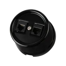 Розетка телефонная RJ11 + компьютерная RJ45 черная Болонь TDM