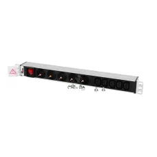 Блок розеток Rem-10 без шнура с выкл., 5 Sсhuko, 5 IEC 60320 C13, вход IEC 60320 C14, 10 A, алюм., 19'