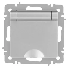 Розетка Intro Accent 6-203-03 2P+E Schuko с крышкой, 16А-250В, IP20, СУ, алюминий