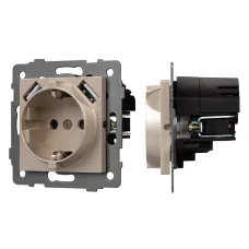 Механизм розетки с USB зарядкой SCT-MUAA-PL-GD-V 250V, 16A