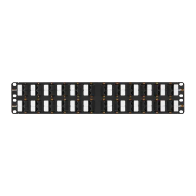 Панель 19'', 2U, 48 угловых портов, Кат.5e, RJ45/8P8C, неэкран., черная