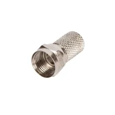 Коннектор NETLAN F-типа для коаксиальных кабелей RG6, накручивающийся, без пина, металлик, уп-ка 100 шт.