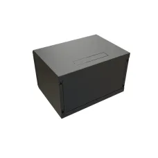 Шкаф настенный 19-дюймовый 19'' 9U 500x600х600мм стеклянная дверь с перфорацией ручка с замком черный RAL 9004 WRline''
