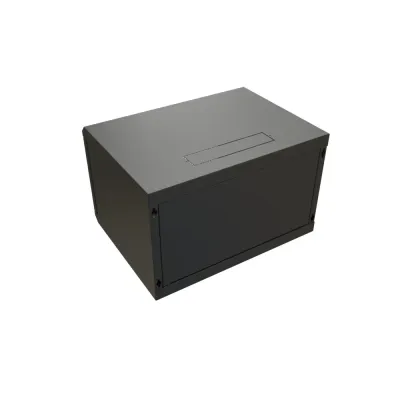 Шкаф настенный 19-дюймовый 19'' 9U 500x600х600мм стеклянная дверь с перфорацией ручка с замком черный RAL 9004 WRline''