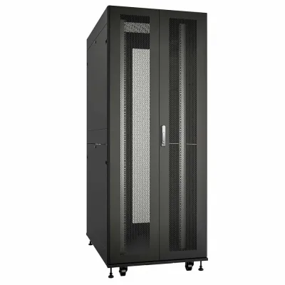 Шкаф серверный телекоммуникационный 19' напольный 42U 800x1200mm передняя и задняя двойные          перфорированные двери, ручки с замком, цвет черны