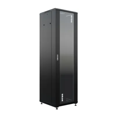 Шкаф напольный универсальный серверный R 47U 600х600мм, 4 профиля 19, двери стекло и сплошная металл, боковые стенки съемные, регулируемые опоры, 