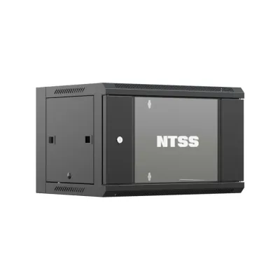 Шкаф настенный телекоммуникационный W 6U 600х450х370мм, 2 профиля 19, дверь стеклянная, боковые стенки съемные, задняя стенка, разобранный, черный 