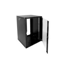Шкаф телекоммуникационный настенный разборный 15U (600x650) дверь стекло, цвет черный