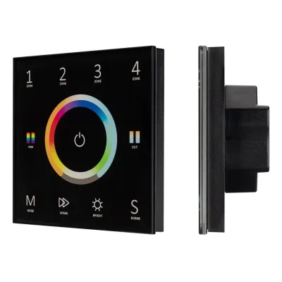 Панель Sens SMART-P67-MULTI Black 230V, 4 зоны, 2.4G ARL, IP20 пластик, 5 лет