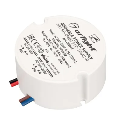 Блок питания ARJ-SP-40600-PFC-TRIAC-R (24W, 27-40V, 600mA) (IP44 Пластик, 5 лет)