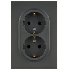 Розетка скрытого монтажа в рамку двойная с заземлением 2X2P+E Schuko со шторками 16А-250В графит 16-2105-06 Arktik