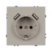 Розетка с заземляющим контактом со шторками с USB NOBE тип А+С 250 В, 16 A SCT-MUAA-SFPL-CA софт-тач кашемир 1 пост