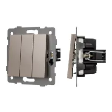 Механизм выключателя трехклавишный непроходной SWT-MK03-PL-GD-V 250V, 10A