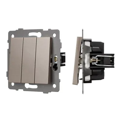 Механизм выключателя трехклавишный непроходной SWT-MK03-PL-GD-V 250V, 10A