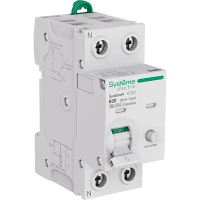 Выключатель автоматический дифференциального тока (Автоматический выключатель дифференциального тока АВДТ) 1P+N B 20A 6kA 30мА Тип-A 230В Systeme9