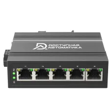 Коммутатор неуправляемый 5 портов RJ45 100Мбит на DIN-рейку, двойное питание 12-58В DC