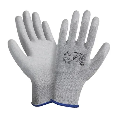 Перчатки 2Hands 2102 р-р  9, 15G нейлон-карбон/PU покрытие ладони и пальцев