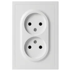 Розетка скрытого монтажа в рамку без заземления двойная 2X2P 16А-250В IP20 белый матовый 15-2107-08 Galaxy