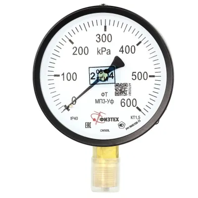 Манометр общетехнический МП3-Уф 0-600 кПа кт.1.5 d.100 IP40 G1/2 РШ