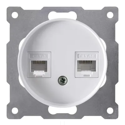 Розетка двойная телефон/компьютер RJ11/RJ45 кат.5e, цвет белый (серия Florence)