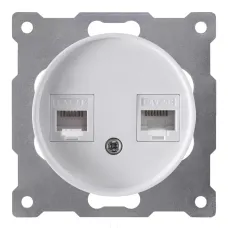 Розетка двойная компьютерная RJ45 кат.5e, цвет белый (серия Florence)
